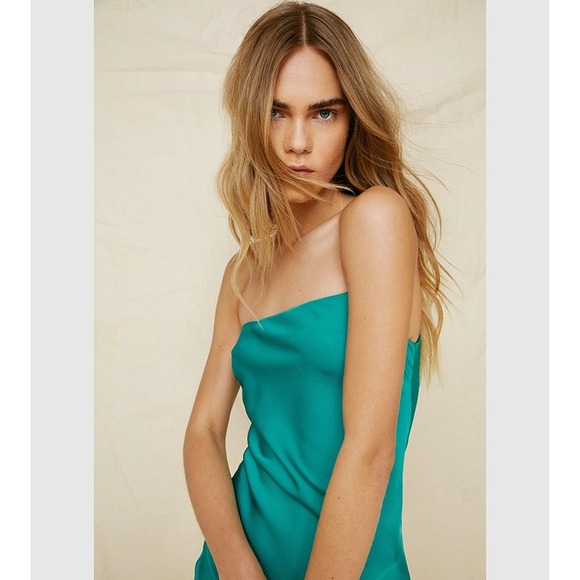 Nasty Gal Midaxi One Shoulder Slip Dress - Green, Size Medium NWT - Picture 4 of 8